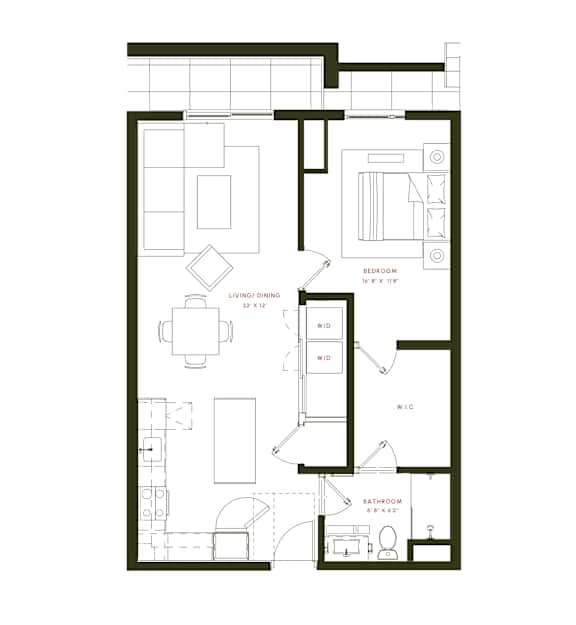 A7 Floor Plan at Twenty Fair Apartments, New Haven, 06511