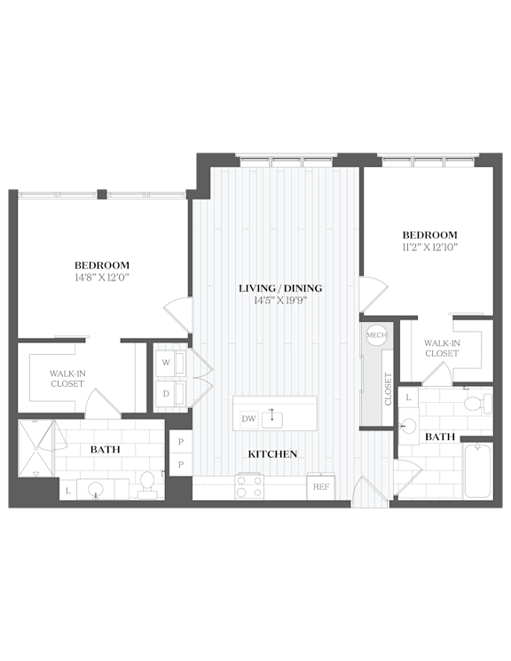 B4 Floor Plan at The Audubon New Haven, Connecticut, 06511