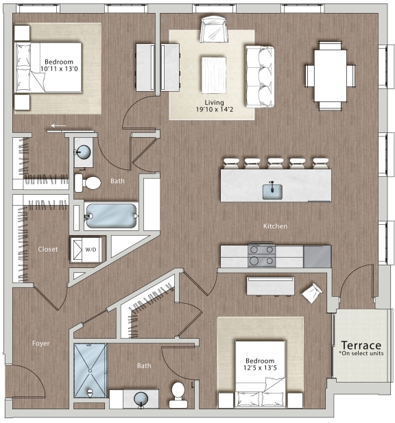 B2 Floor Plan at Sono Central Residential, Norwalk, CT, 06854