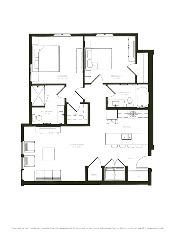 A black and white floor plan of a house with labeled rooms.