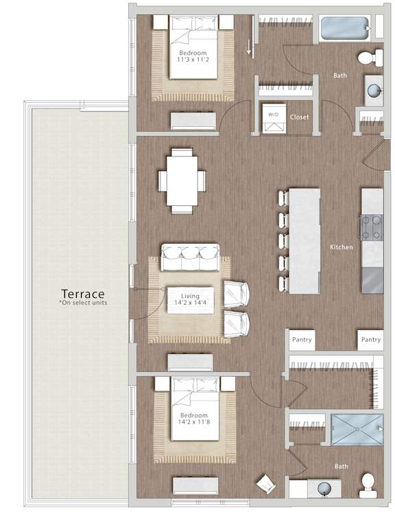 a floor plan of a residence with a bedroom and a living room  at Sono Central Residential, Norwalk, CT