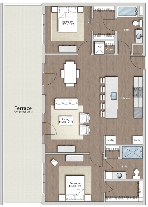 a floor plan of a house with bedrooms and a living room  at Sono Central Residential, Connecticut