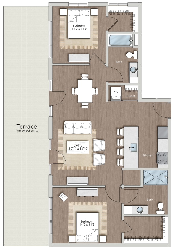 a floor plan of a residence with a bedroom and a living room at Sono Central Residential, Norwalk, 06854