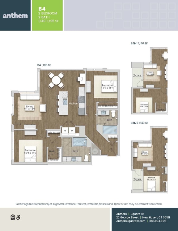 2 bed 2 bath A at The Anthem at Square 10 Apartments, New Haven, Connecticut