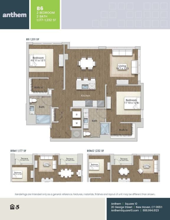 2 bed 2 bath F at The Anthem at Square 10 Apartments, New Haven, Connecticut