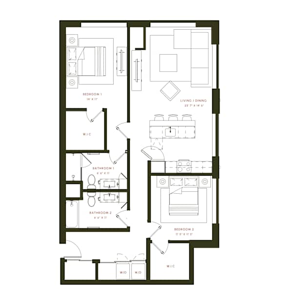 B7 Floor Plan at Twenty Fair Apartments, Connecticut