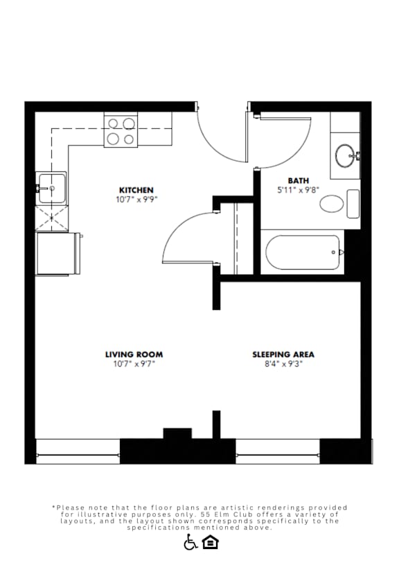 a floor plan of a small house with a bedroom and a living room