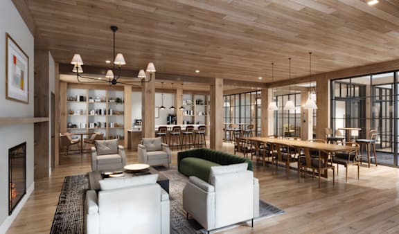 Clubhouse With Fireplace and sitting area at The Villages at Saugatuck, Westport, CT, 06880