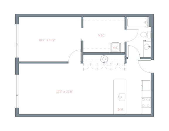 780 Sq. Ft. A1 Floor Plan at The Platform, Norwalk