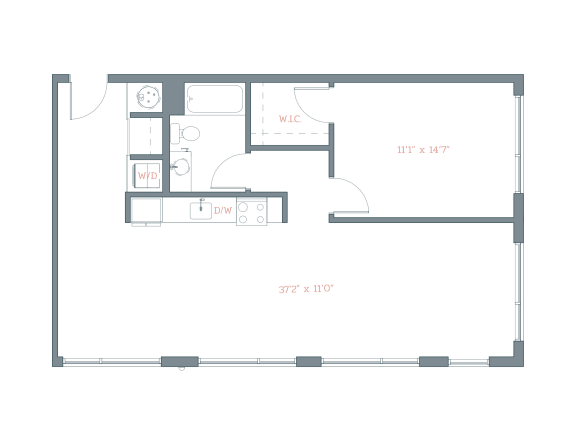 890 Sq. Ft. A4 Floor Plan at The Platform, Norwalk, CT