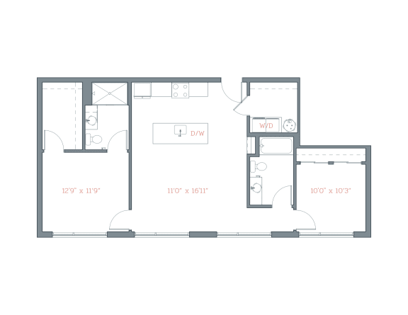 1000 Sq. Ft. B7 Floor Plan at The Platform, Norwalk, CT