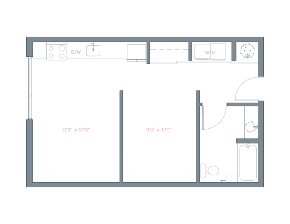 560 Sq. Ft. S1 Floor Plan at The Platform, Norwalk