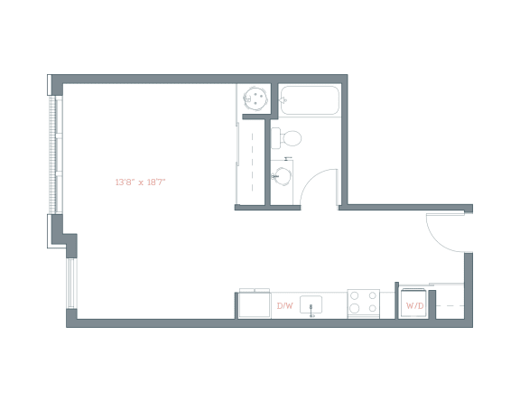 530 Sq. Ft. S2 Floor Plan at The Platform, Connecticut