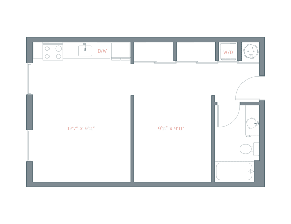 560 Sq. Ft. S5 Floor Plan at The Platform, Norwalk, CT