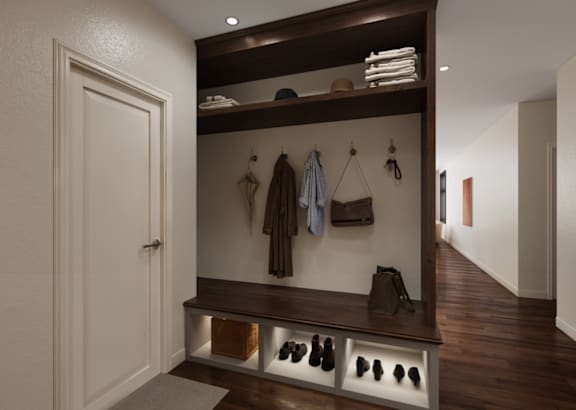 Built-in mudroom at The Villages at Saugatuck, Westport, CT