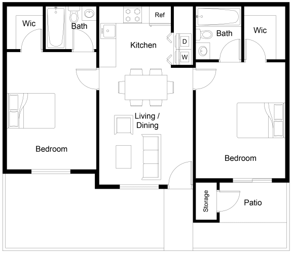 Floor Plan  2 Bedroom Apartments for Rent in Peoria, AZ