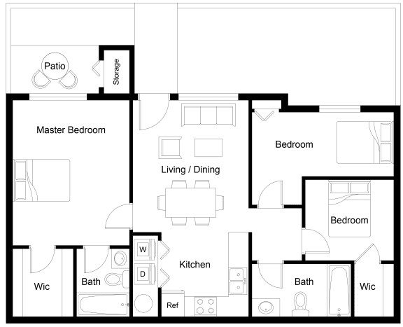 a floor plan of a living room with a kitchen and a bedroom