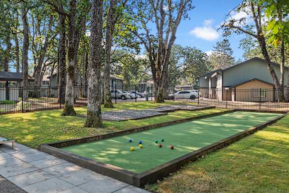 Miniature Golf course in the yard at Timbre Apartments, Washington