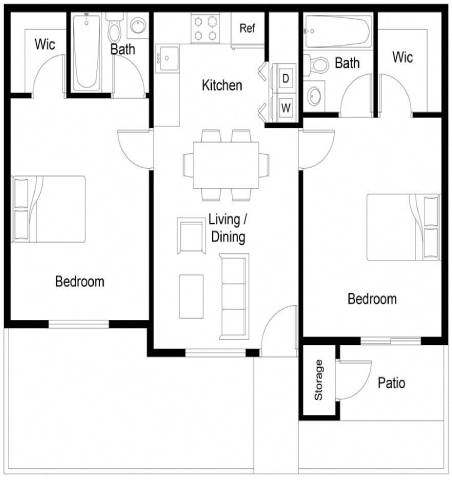 A black and white floor plan of a house with labeled rooms.