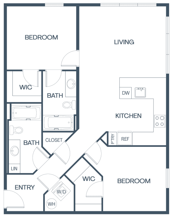 Floor Plan  Two Bedroom Apartments at Baldwyn, Seattle Washington