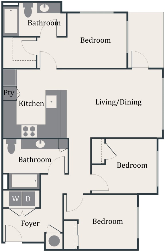 a floor plan of a house with a kitchen and a living room at Gage On Sixth, Tacoma Washington