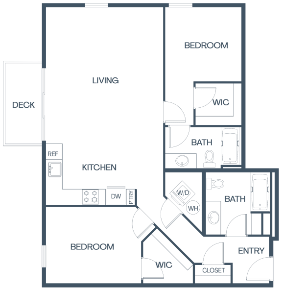 Floor Plan  Two Bedroom Apartments at Baldwyn, Seattle