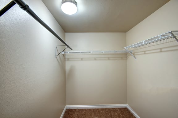 the spacious walk in closet at the preserve apartments