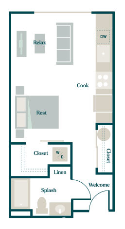 Floor Plan  Flamingo Floor Plan at Hazel Apartments, Edmonds, 98026