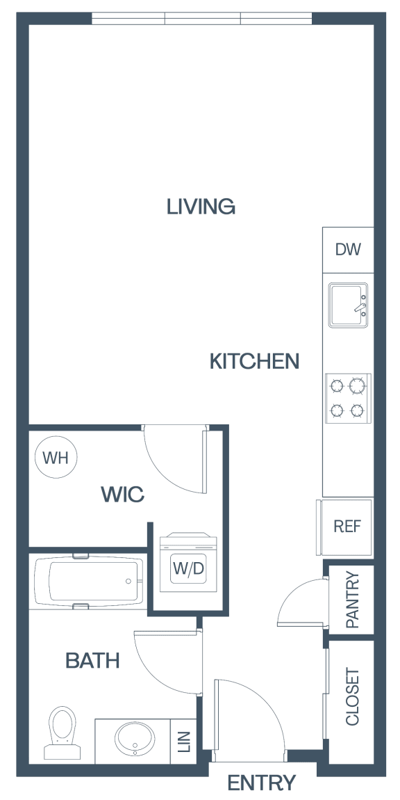 Floor Plan  Studio Apartment at Baldwyn, Seattle, 98125