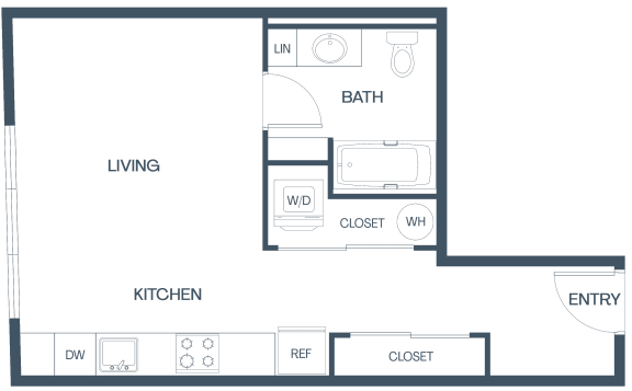 Floor Plan  Studio MFTE Apartments at Baldwyn, Washington, 98125