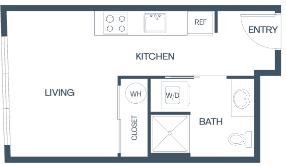 Floor Plan  Studio MFTE Apartment at Baldwyn, Seattle, 98125