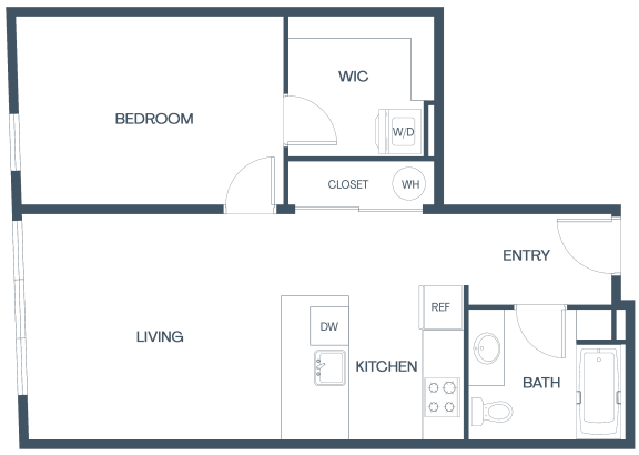 Floor Plan  One Bedroom Apartments at Baldwyn, Seattle, WA