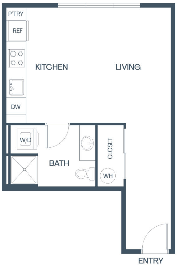 Floor Plan  Studio MFTE Apartments at Baldwyn, Seattle Washington