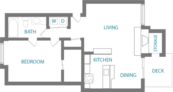 1 bed 1 bath floorplan A at Cambridge on Seventh, Puyallup, WA