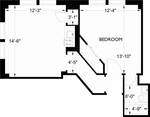 1 bed 1 bath A at Addison on Fourth Apartments, Seattle, WA, 98104