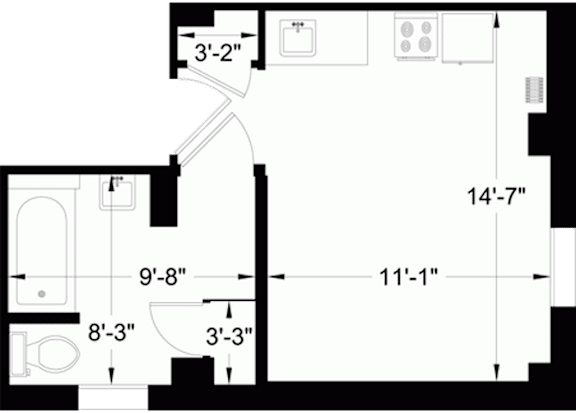 Studio 1 bath D at Addison on Fourth Apartments, Washington