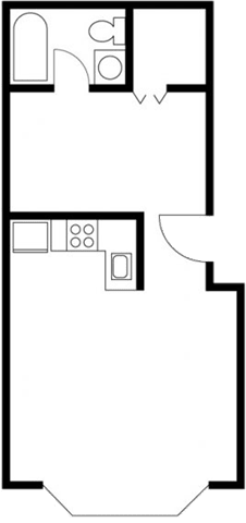 Floor Plan  Studio 1 bath at Ellis Court Apartments, Washington, 98121