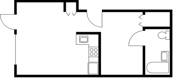 Studio 1 bath D at Ellis Court Apartments, Washington