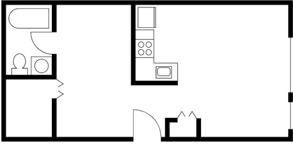 Floor Plan  Studio 1 bath E at Ellis Court Apartments, Washington, 98121