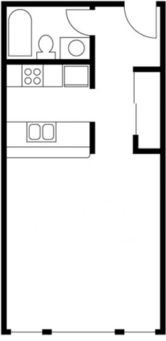 Floor Plan  Studio 1 bath C at Ellis Court Apartments, Seattle