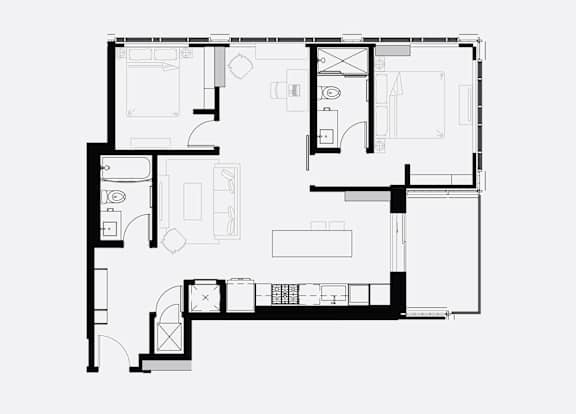 A black and white floor plan of a house with multiple rooms.