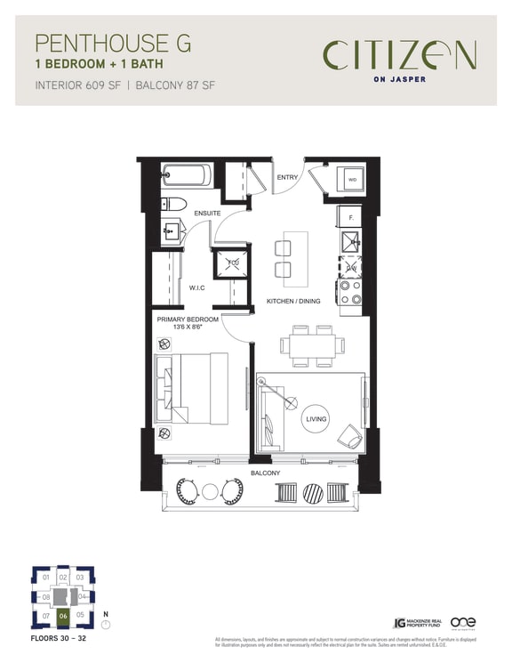 1 bed 1 bath Penthouse G 1 bed 1 bath Penthouse G at Citizen on Jasper, Alberta, T5K 0M5