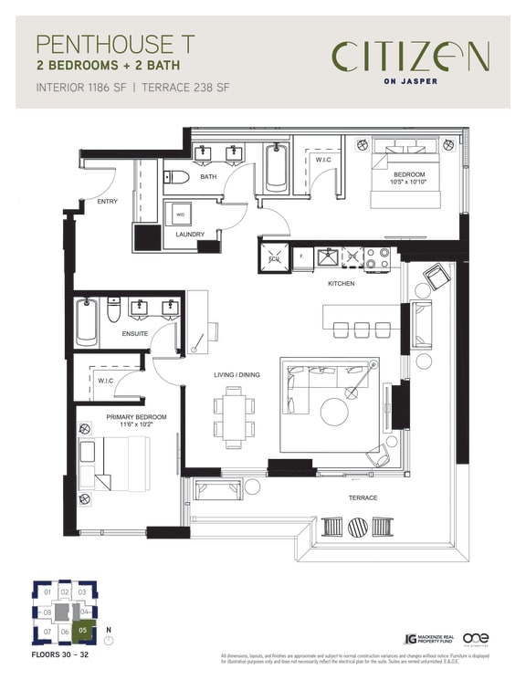 2 bed 2 bath Penthouse T 2 bed 2 bath Penthouse T at Citizen on Jasper, Edmonton, AB, T5K 0M5