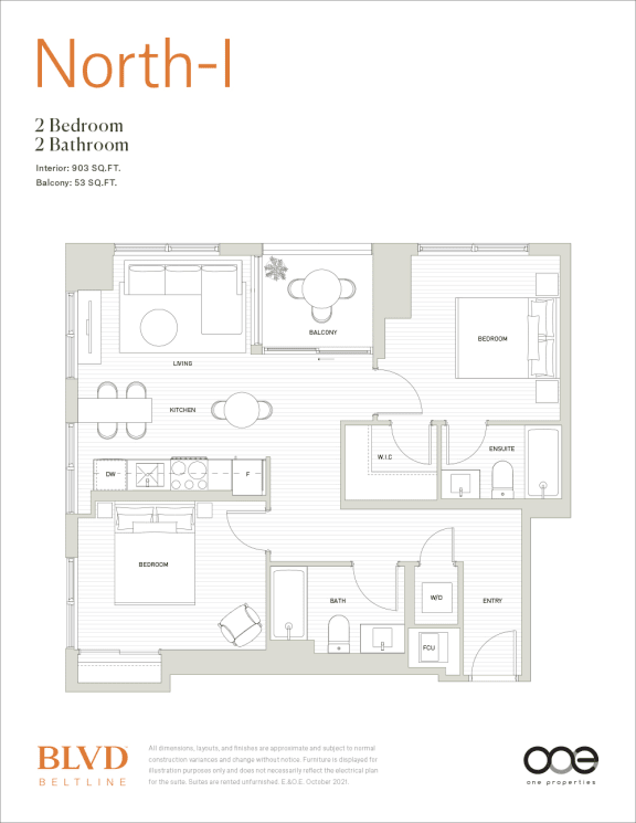 North - I Floor Plan at BLVD Beltline, Alberta, T2G 2K4