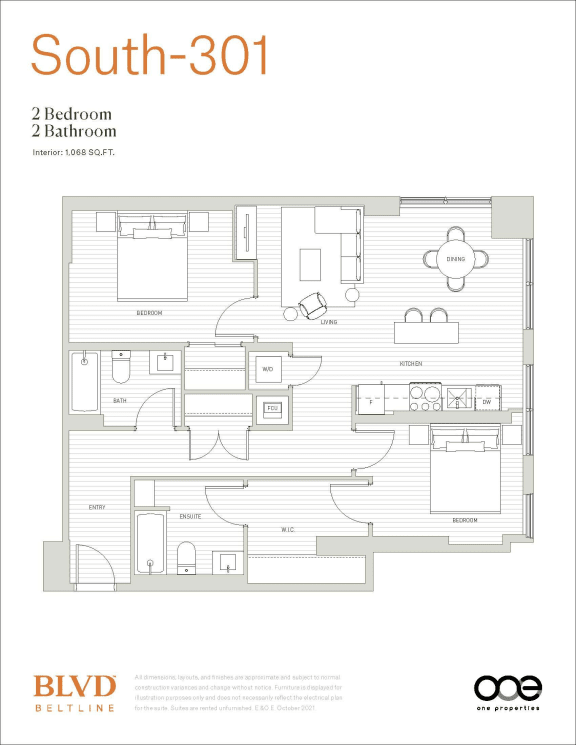 Floorplan South-301 Floorplan South-301 at BLVD Beltline, Alberta