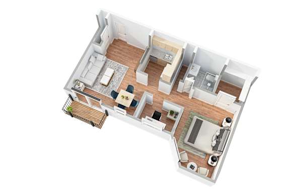 1 Bedroom Den Floor Plan at Kensington House, Kensington