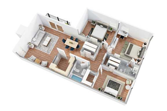 3 Bedroom Floor Plan at Kensington House, Maryland 20895