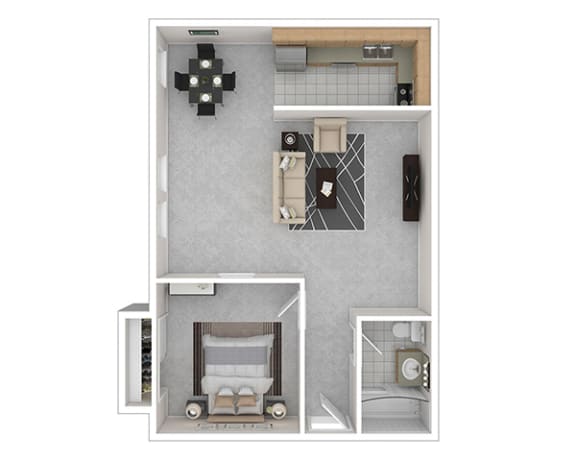 The Abby 1 bedroom floor plan