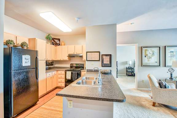 Bristol Village Apartments model Kitchen island