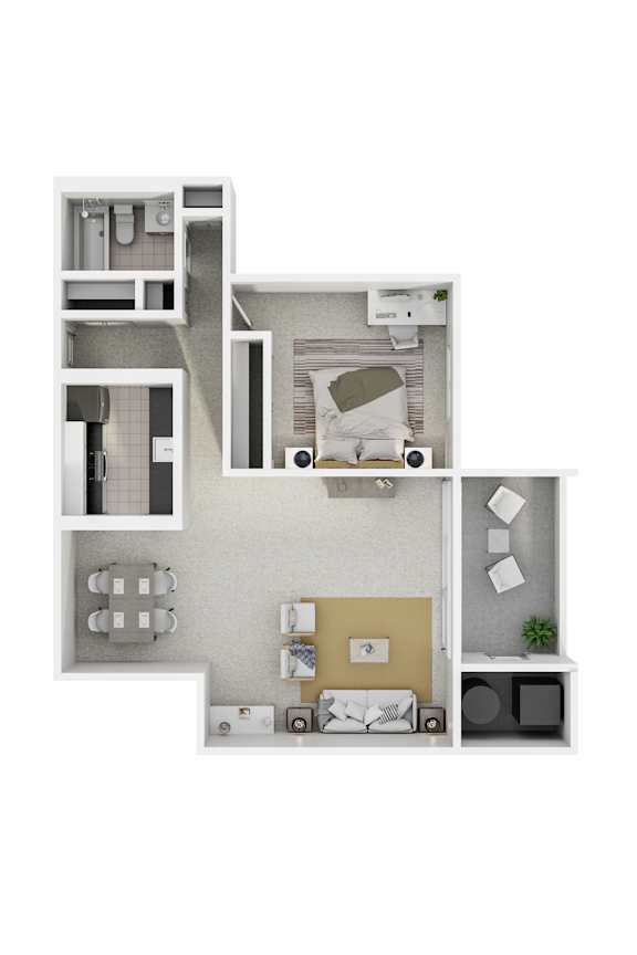 Carriage Park Apartments Floor Plan - 1A1, 1AD, 1AR, 1AX